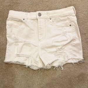 Express White Ripped Jean Shorts